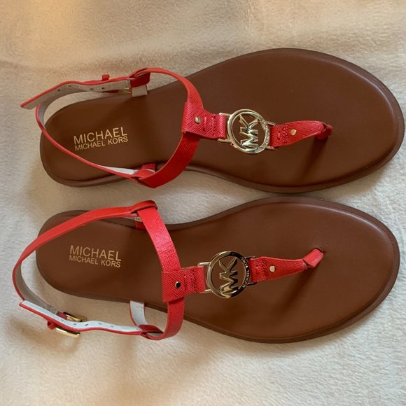 Michael Kors Watermelon Strappy Flat Sandals - Picture 2 of 3